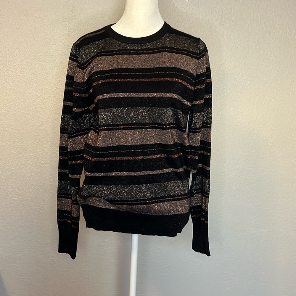 Banana Republic Factory Metallic Stripe Lightweight Sweater Size Medium
